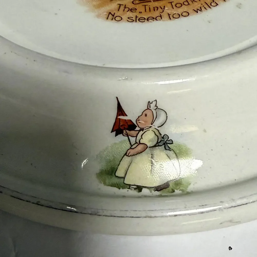 Royal Baby Plate Co The tiny todkins fearless ride 1905‎ VTG Collectible Antique